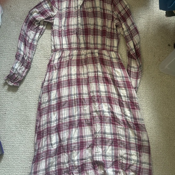 Knox Rose Burgundy Plaid Long Sleeve Dress - Picture 2 of 4
